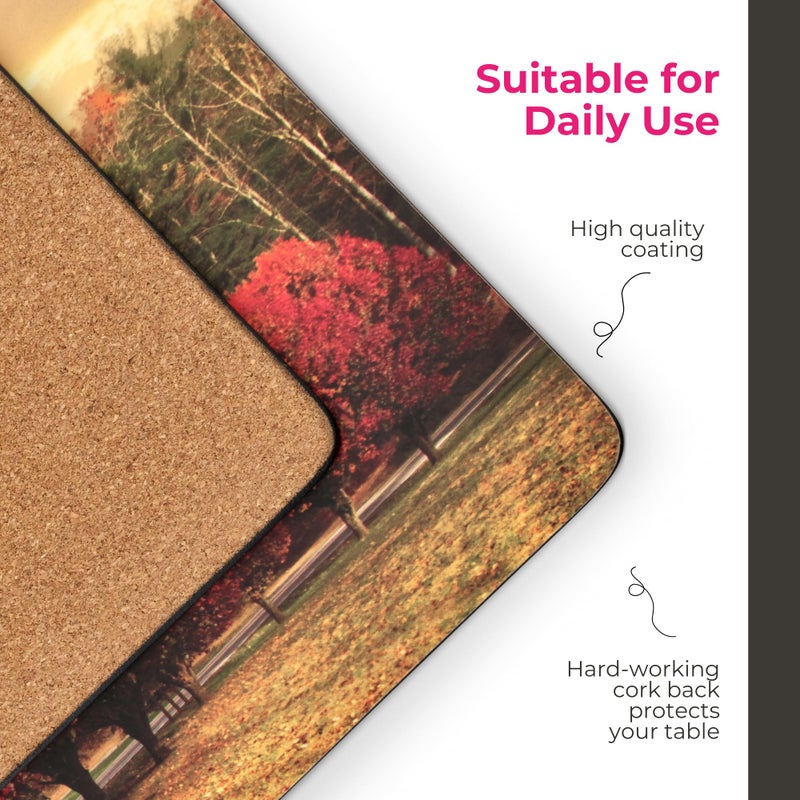 Pimpernel Crimson Trees Set of 4 Placemat Set â€“ (15.7" x 11.7") Cork-Backed Boards with Lacquer Finish, Heat & Stain Resistant Surface, Decorative Dining, Kitchen & Coffee Accessories - Image 5